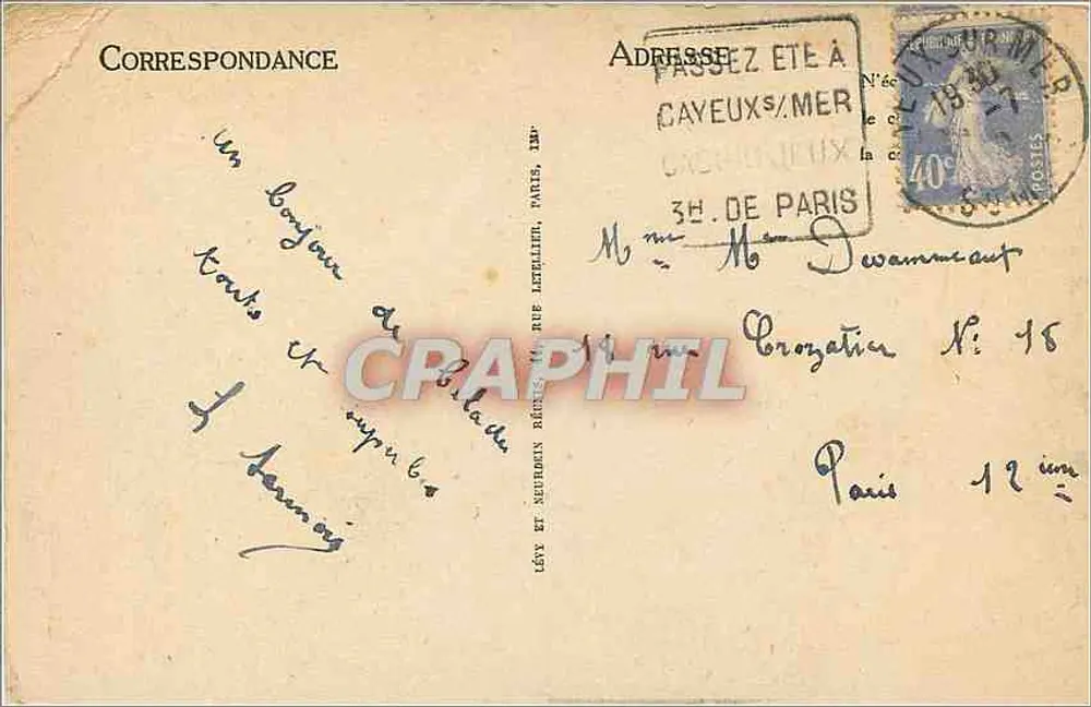 La Plaine à Mareck-Banks — View of a lively beach — Publisher J. P. H. M. S. n° 168 - Back