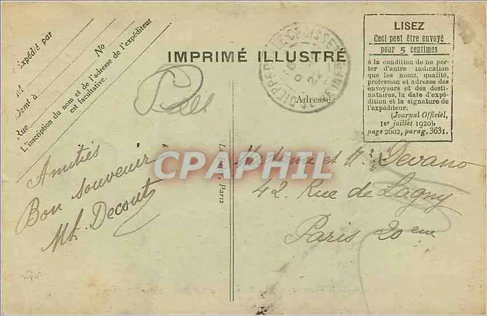 ROUEN — Perspective du Quai de Paris et Côte Sainte-Catherine — Imprimé Illustré n°22 - Verso