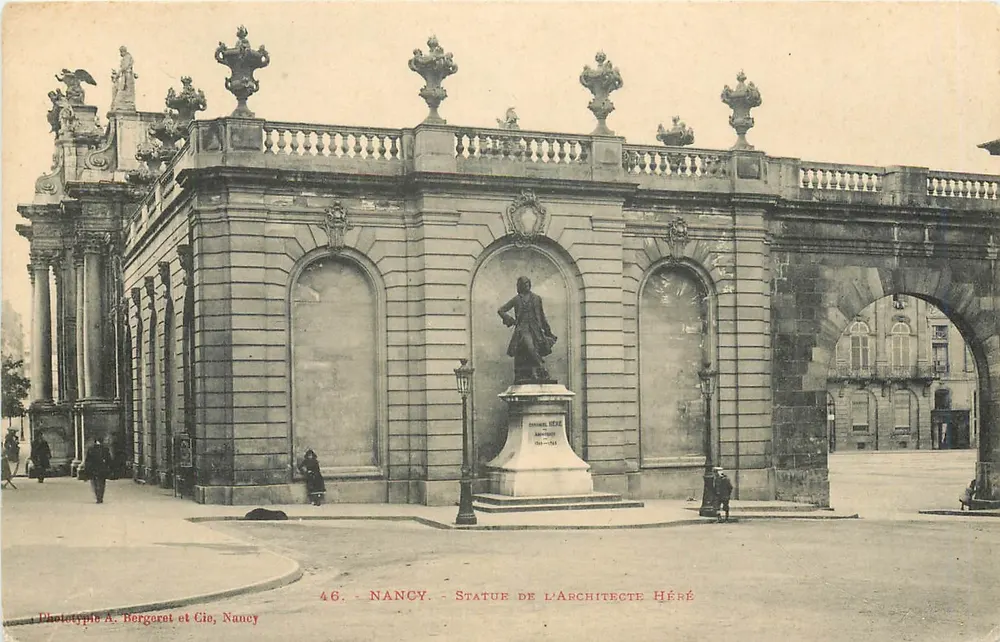 Nancy — Estátua do Arquiteto Héré — Fototipo A. Bergorat e Cie, Nancy, n°46 - Frente