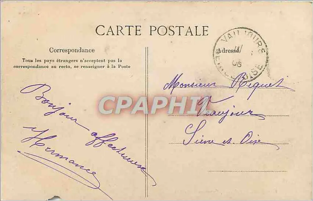 Asnière-sur-Oise — Ansicht vom Château de Toutteville — Imp. phot. J. Prémont, Beaumont-sur-Oise - Rückseite