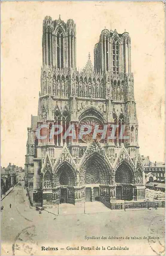 Reims — Grand Portail de la Cathédrale — Syndicat des débitants de tabacs de Reims - Recto