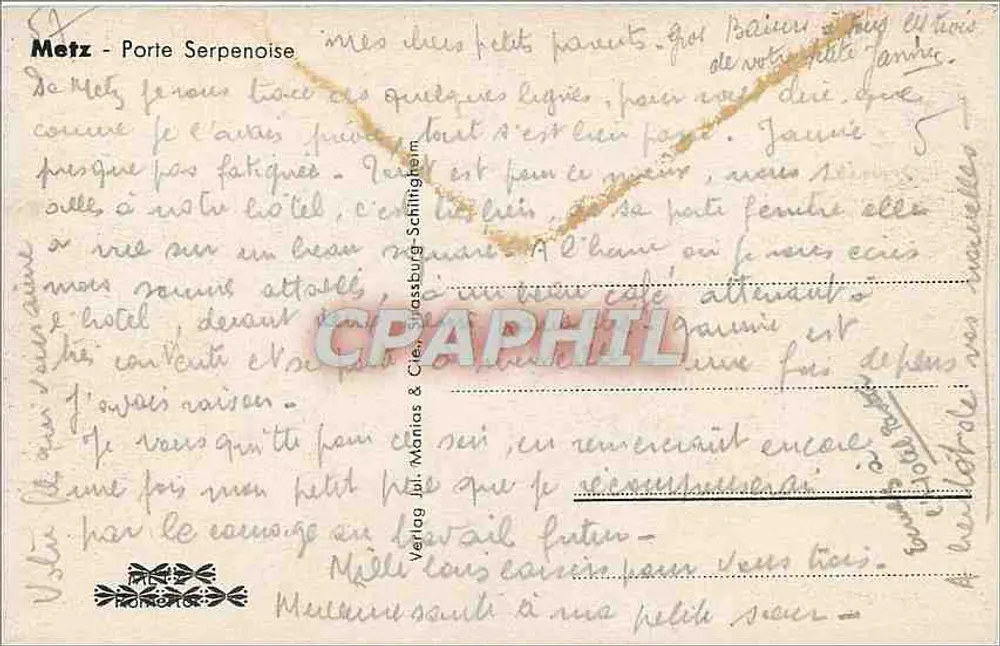 Porta Serpenoise — Metz — editor Verlag für Manias & Cie, n° 1787 - Verso