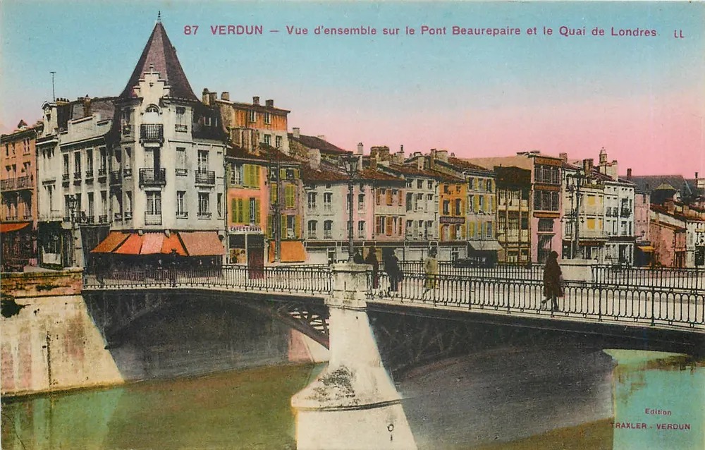 Verdun — Übersicht über die Brücke Beaurepaire und den Londoner Kai — Traxler Edition, Verdun - Vorderseite