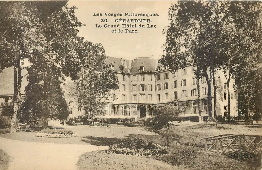 Gérardmer - Le Grand Hôtel du Lac et le Parc — Les Vosges Pittoresques. 20. — Éditeur C. Besançon. - Recto