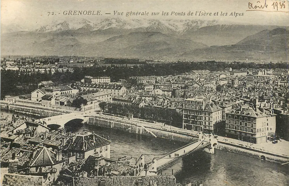 Grenoble — Allgemeiner Blick auf die Brücken der Isère und die Alpen — Editions Victor Hugo - Vorderseite