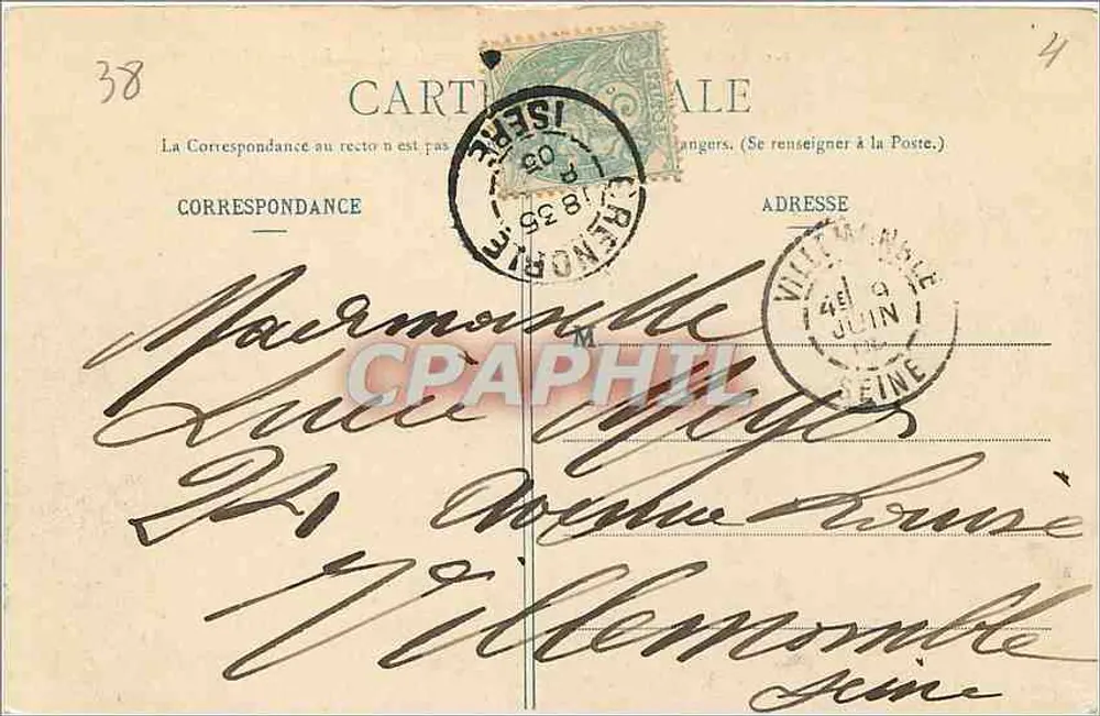Grenoble - Pont suspendu sur l'Isère et le Palais de Justice — Cliché A. V., Collect. L. P., Grenoble - Verso