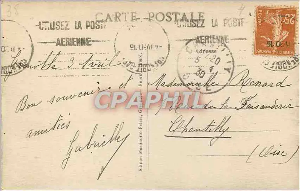 Grenoble — Vista geral e os Alpes — Edição Martinotto Frères - Verso