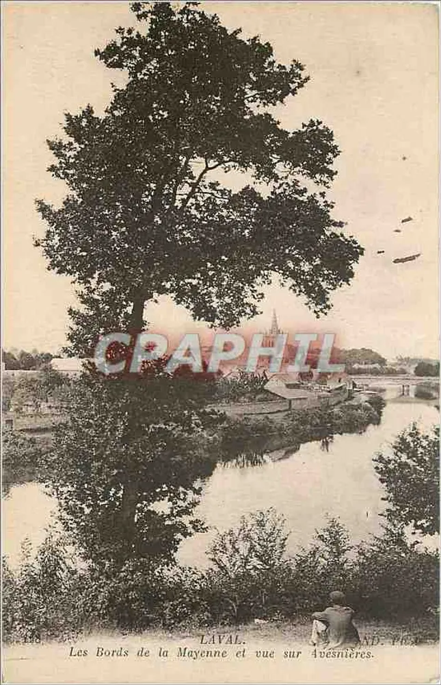Die Ufer der Mayenne und Blick auf Avesnières — LAVAL — Verlag ND. PEC. 148 - Vorderseite