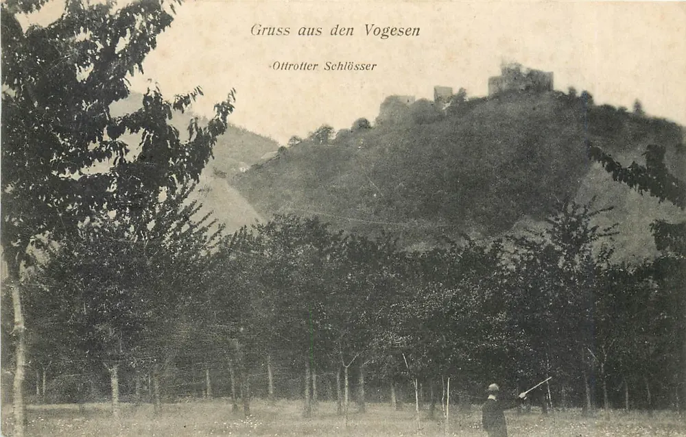 Castelo de Ottrott — Gruss aus den Vogesen — União Postal Universal - Frente