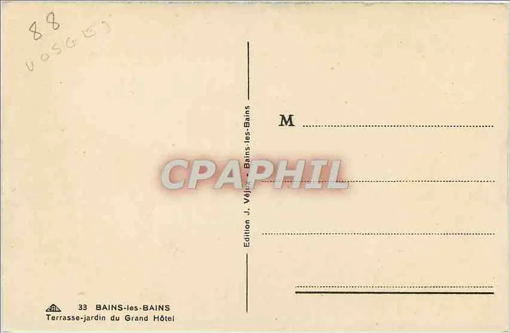 Terrasse-Garten des Grand Hôtel — Bains-les-Bains — Édition J. Véjux - Rückseite