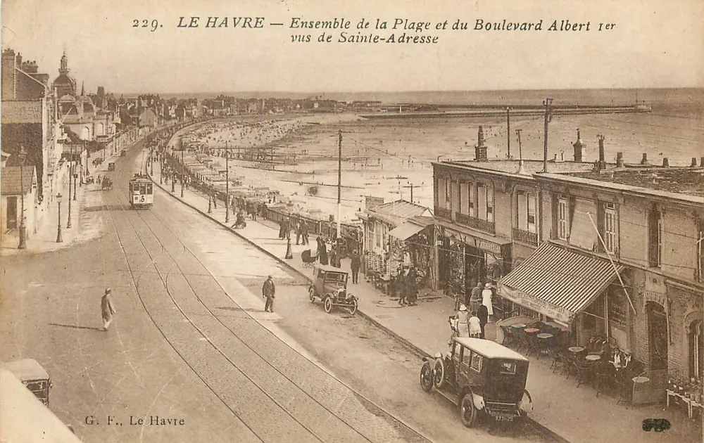 Le Havre — Ansicht der Strände und des Boulevards Albert 1er von Sainte-Adresse — G. F., Le Havre - Vorderseite