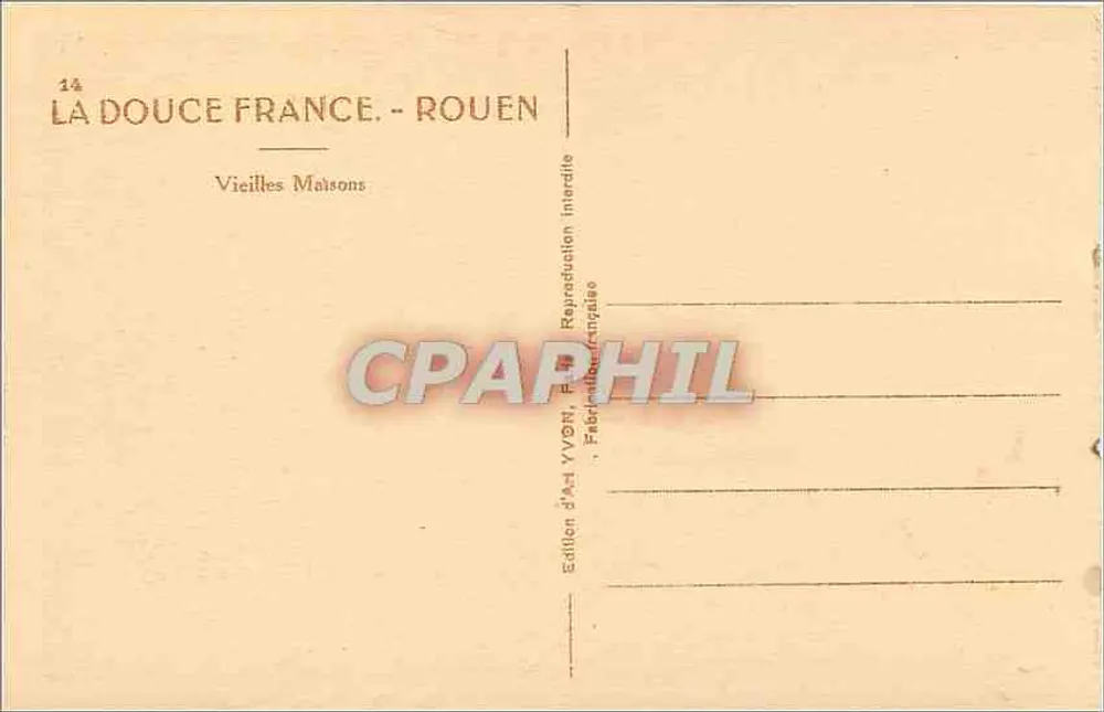 Rouen — Velhas Casas — Edição d'Act YVON, Rouen - Verso