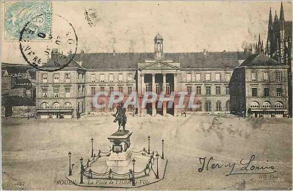 Rouen — La Place de l'Hôtel-de-Ville — Henry Louis - Recto