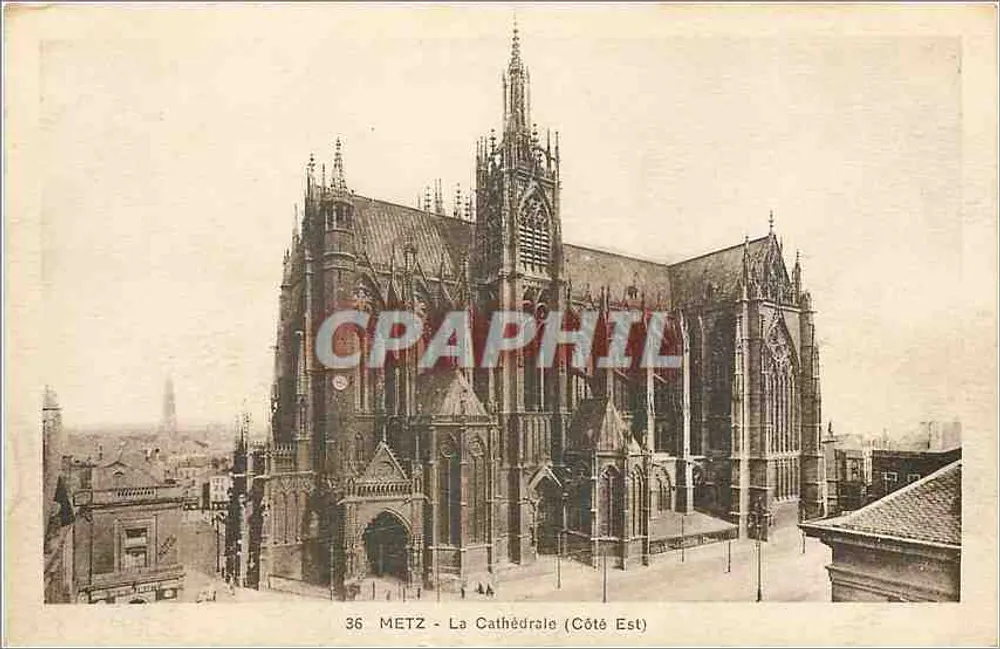Metz - A Catedral (Lado Leste) — vista do edifício gótico — Edição Ch. Fischer, Thionville - Frente