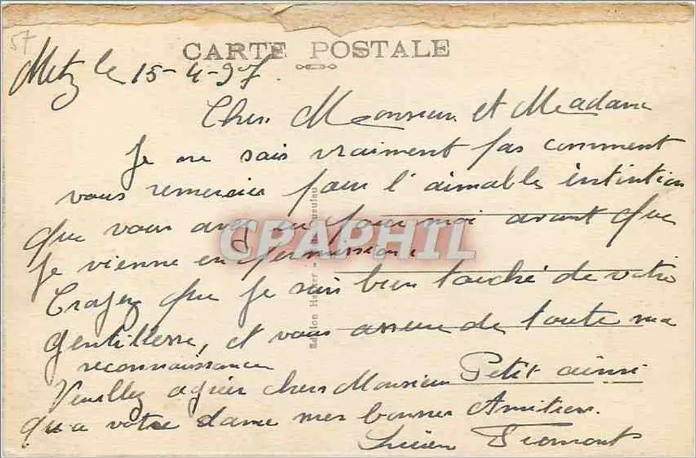 Metz — Blick auf den Mont Saint-Quentin und die Mosel — Nr. 23 - Rückseite
