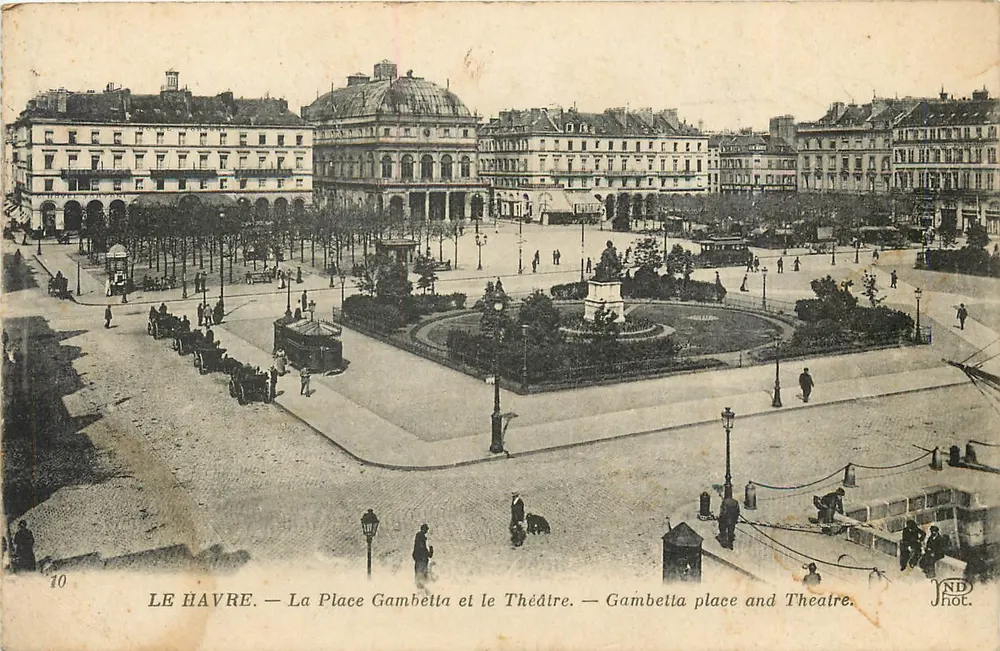 Le Havre — La Place Gambetta und das Theater — ND Phot. - Vorderseite