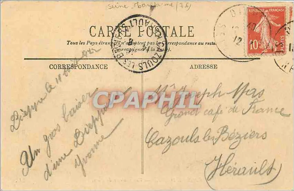 Arredores de Dieppe — Vista geral de Puys. — LL. — N° 113 - Verso
