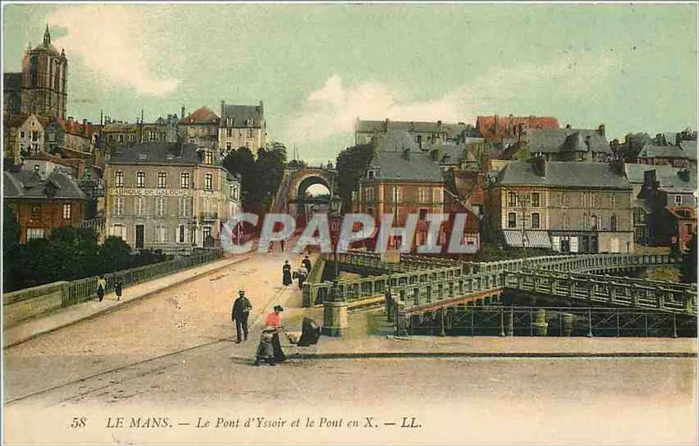 Le Mans — Le Pont d'Yssoir et le Pont en X — LL. — Éditeur LL, n° 58 - Recto