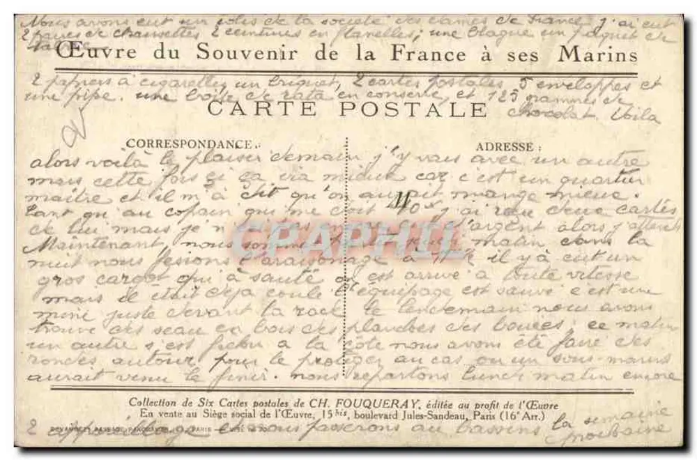 Dans le champ de mines — Souvenir des Dames de France — Px D. Charles Fouqueray - Verso