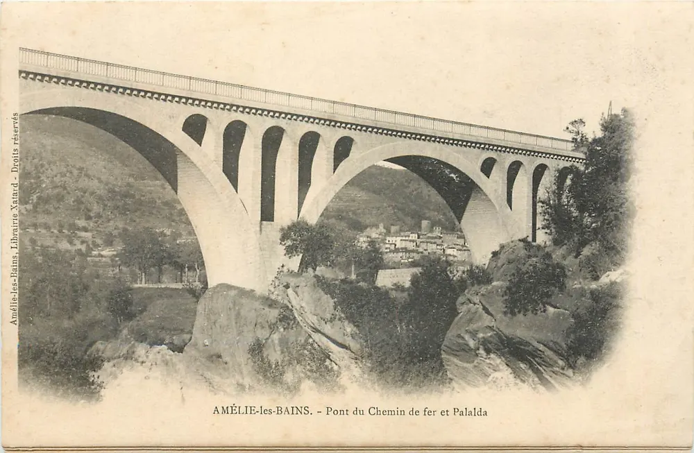 Amélie-les-Bains — Pont du Chemin de fer et Palalda — Librairie Xatard - Recto