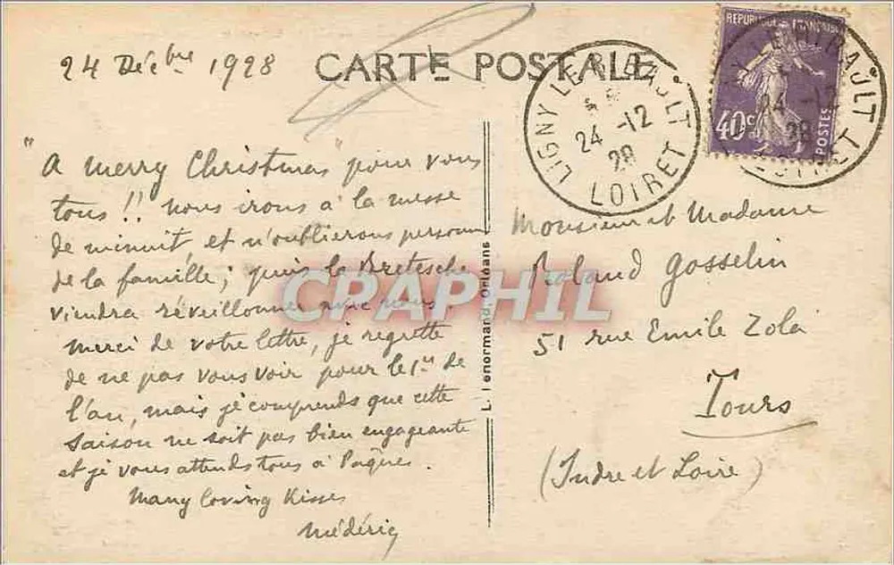 Ligny-le-Ribault (Loiret) — Kasteel van La Cour — uitgever D. RLEANS - Achterkant