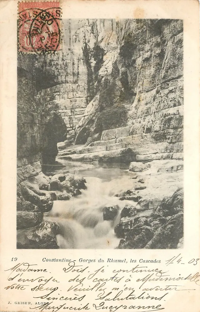 Constantine - Gorges van Rhumel, de Waterfalls — J. Geiser, Algerije, n°19 - Voorkant