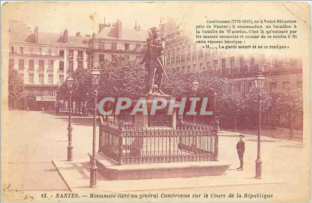 NANTES — Denkmal für General Cambronne am Cours de la République — G. Arnaud, Verleger - Vorderseite