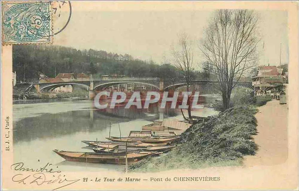 Le Tour de Marne — Pont de Chennevières — B.J.C., Paris, n°21 - Recto