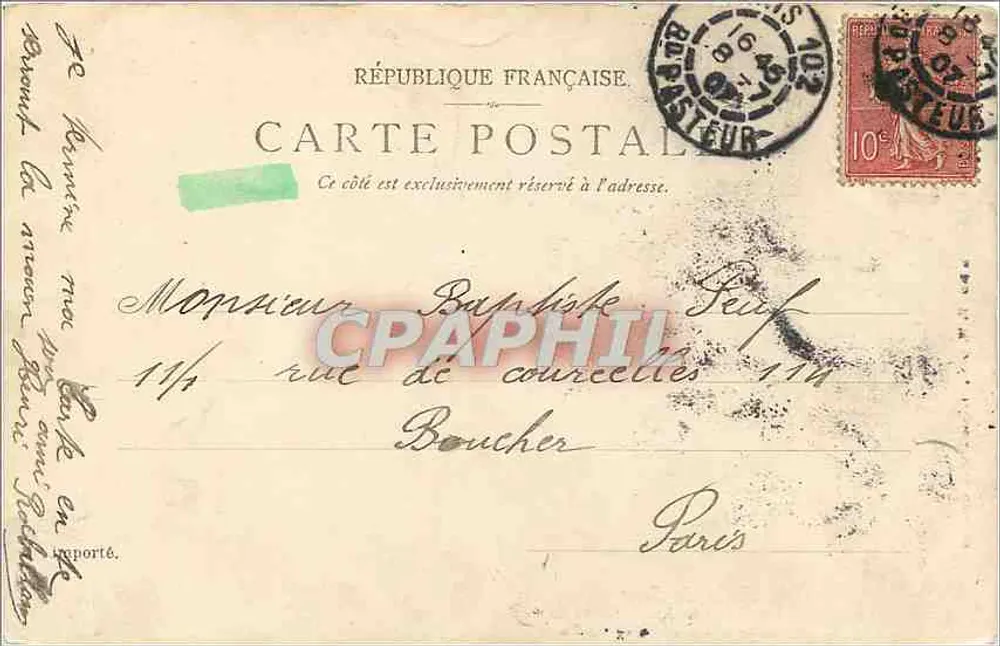 Stara pocztówka: Stara Resztawa Konia Świętego Emilion w Paryżu — Wydawca T. S. à D. Wydawca 206, L. M. phot. - Rewers