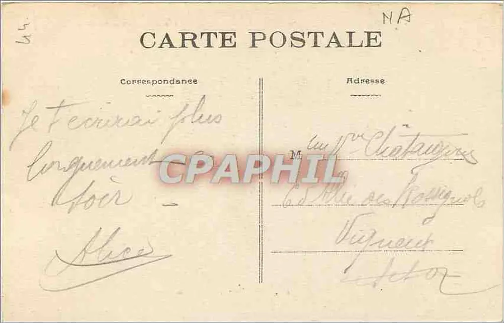 Le Bourg-de-Batz (L.-Inf.) — Felsen der Bucht von St-Mathieu an einem Sturmtag — Phototypie Vasselier, Nantes - Rückseite