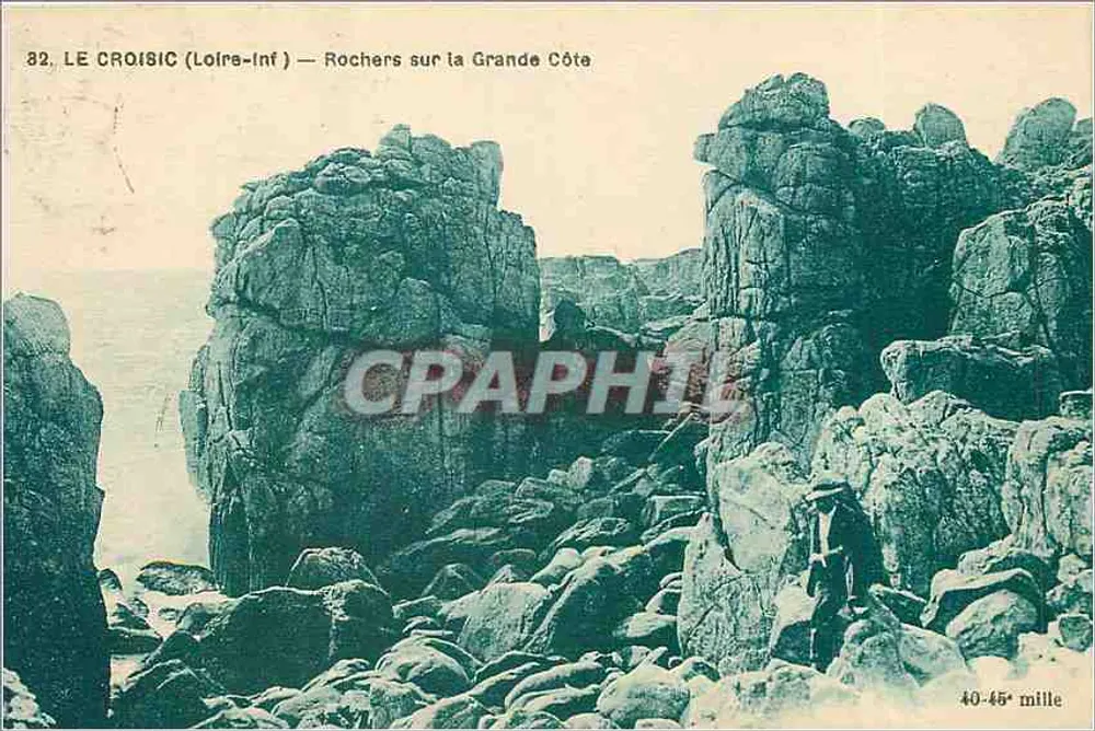 Le Croisic (Loire-Inf) — Felsen an der Grande Côte — F. Charreau, Verlag, Nantes - Vorderseite