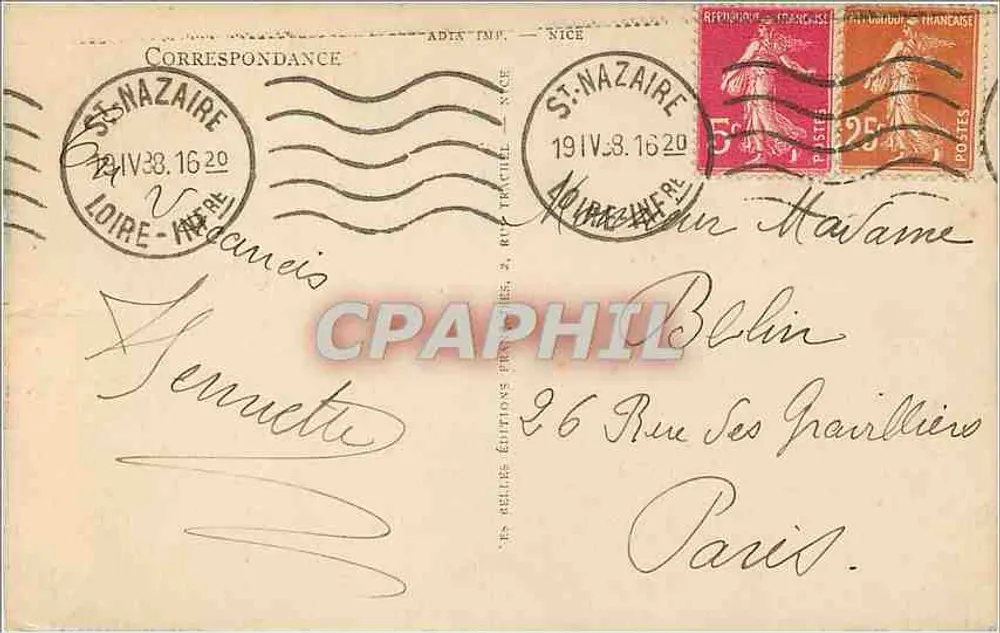 Saint-Nazaire — Ansicht der Strand von Ville-ès-Martin — Adia, Nr. 242 - Rückseite