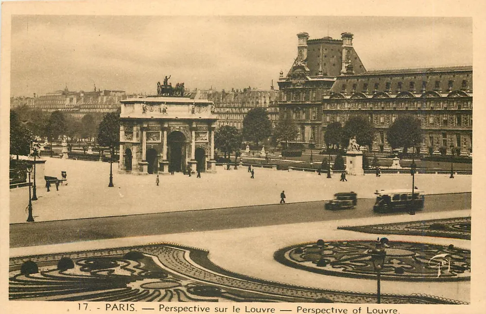 Paris — Perspectiva sobre o Louvre — editor A. Leconte, n°17 - Frente