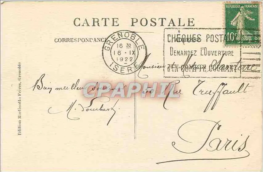 Grenoble - Il Palazzo di Giustizia (Ingresso) — Edizione Marinho, n°13 - Verso