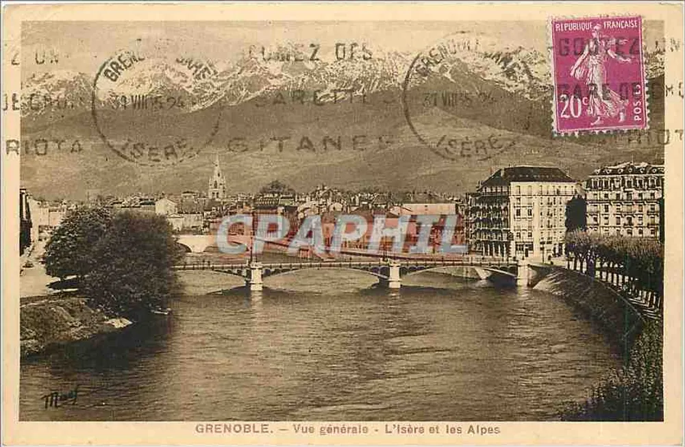 Grenoble — Allgemeiner Blick — Die Isère und die Alpen — Ausgabe Maif-Martinotto Frères - Vorderseite