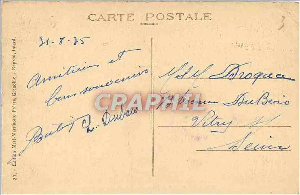 Grenoble — Allgemeiner Blick — Die Isère und die Alpen — Ausgabe Maif-Martinotto Frères - Rückseite