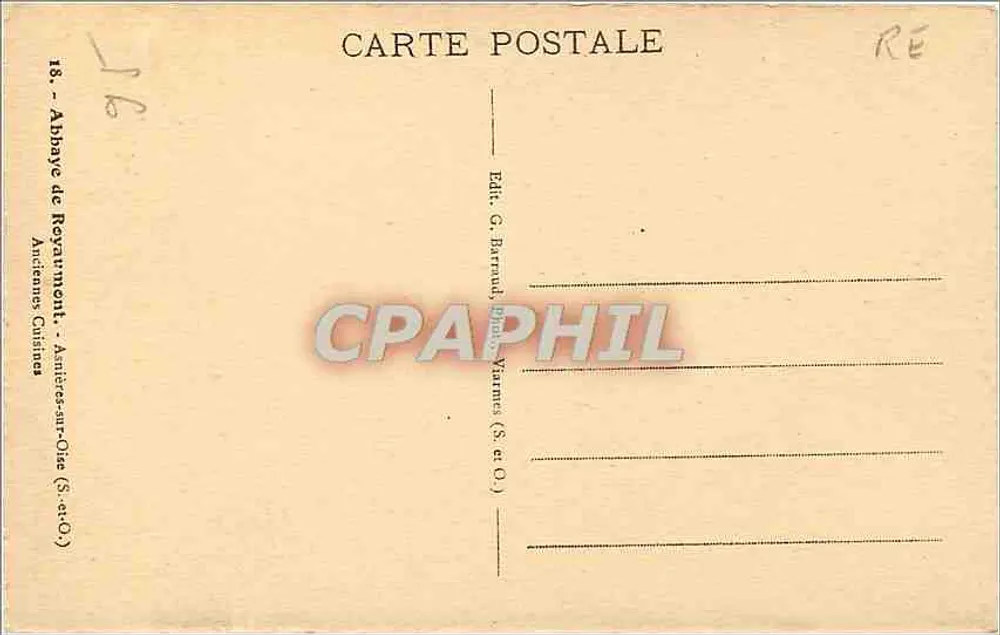 Abtei Rebaymont — Innenansicht der Kapitelhalle — Éd. G. Barrault, Vannes (S. et O.) - Rückseite