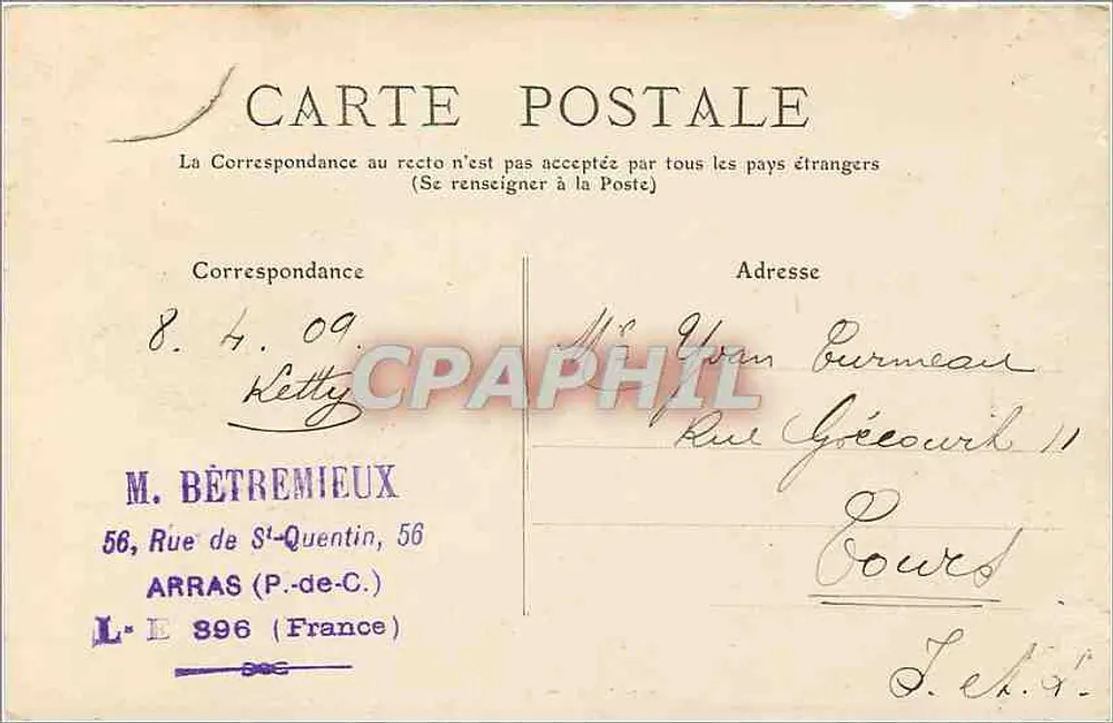As Torres de MONT-ST-ÉLOY (lado norte) — Ed. B. Arras, n° 95 - Verso