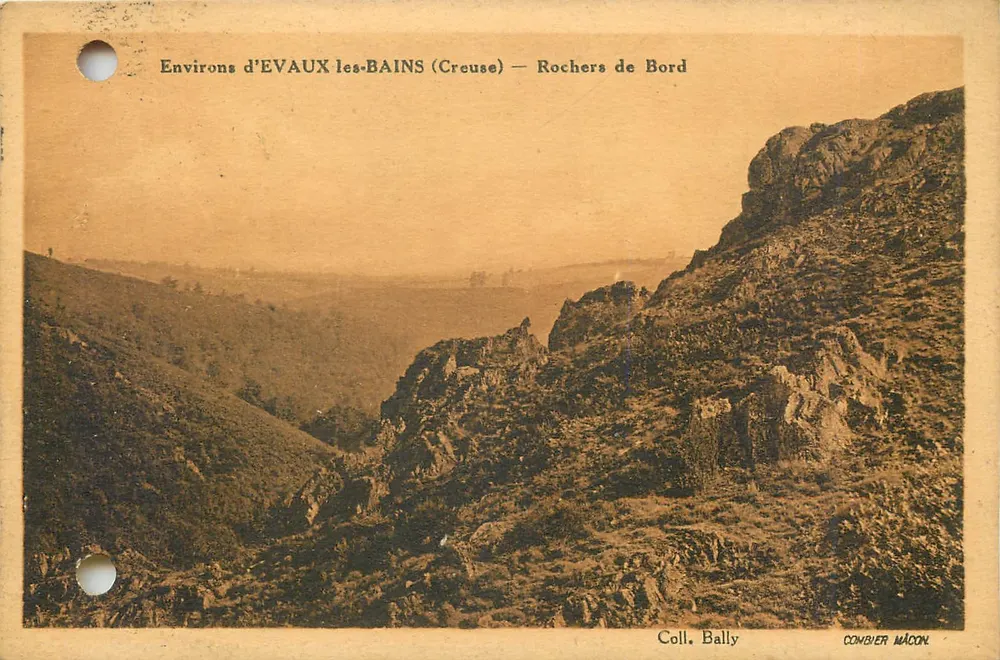Surroundings of EVAUX-LES-BAINS (Creuse) — Rochers de Bord — Coll. Bally, COMBIVIER MAÇON - Front
