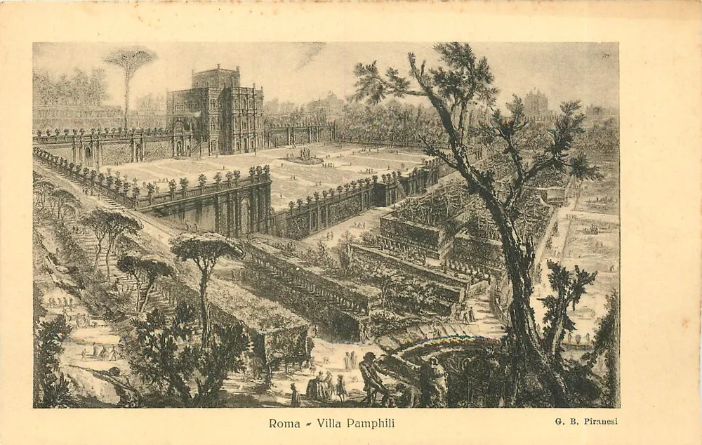 Roma - Villa Pamphili — gravura de G. B. Piranesi — Edições de Arte - Frente