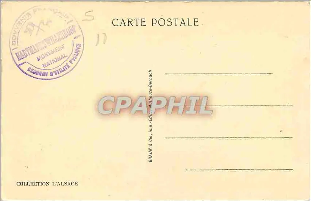 Hartmannswillerkopf — Tranchées du Vieil-Armand — Braun & Cie, Mulhouse-Dornach, n°355 - Verso