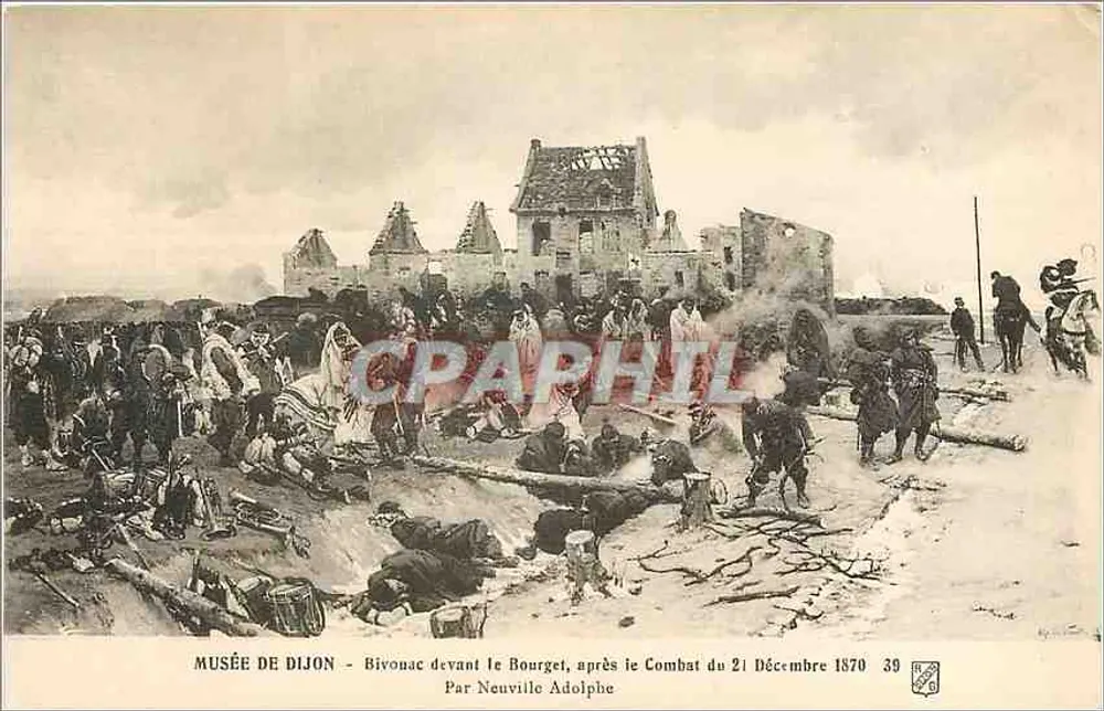 Bivonac vor dem Bourget — nach dem Schlachtag vom 21. Dezember 1870 — Museum von Dijon, Nr. 39, von Neuville Adolphe - Vorderseite