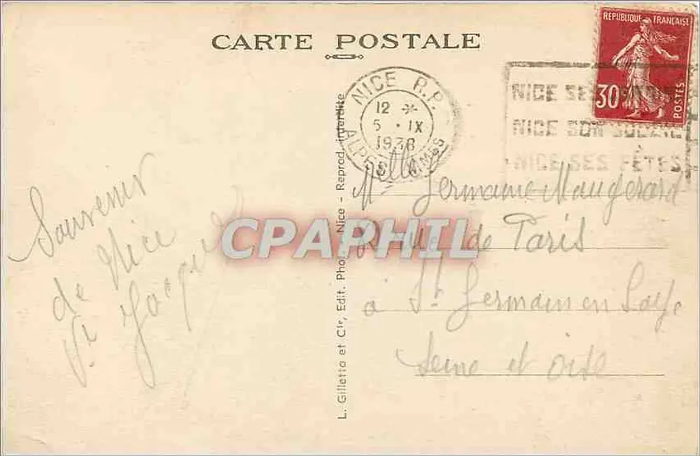 Nice — Het Haven — De Regatten — L. Gilletto en Cie, Fot. Ed. Nice, n°72 - Achterkant