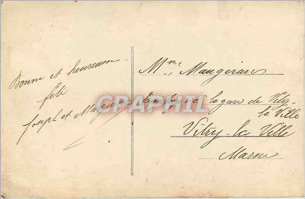 Mulher em vestido rosa com buquê — carta de vœux — editor desconhecido, n°302 - Verso