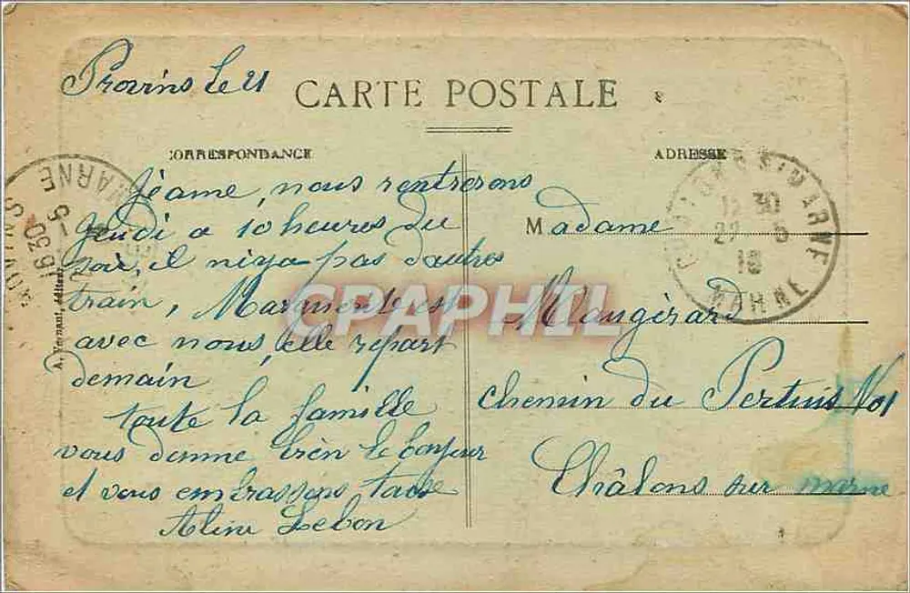 Provins — De Place du Châtel, aan de Ville Haute — uitgever onbekend - Achterkant