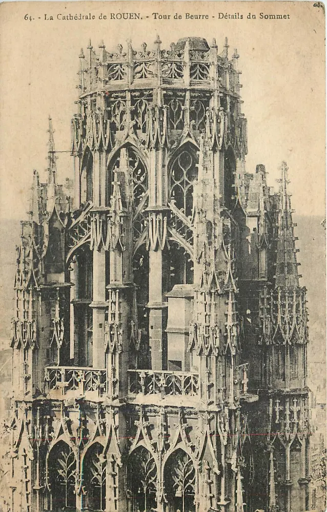 Die Kathedrale von ROUEN — Buttertürme — Details des Gipfels — Nr. 64 - Vorderseite