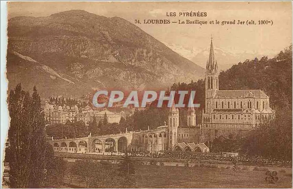 Lourdes — La Basilique et le grand Jérôme (alt. 1000m) — Galerie Moderne, Saint-Étienne - Recto