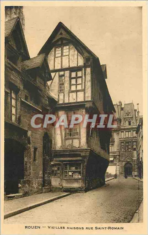 Rouen — Antiguas casas calle Saint-Romain — Editor de las Nuevas Galerías — Rouen - Anverso