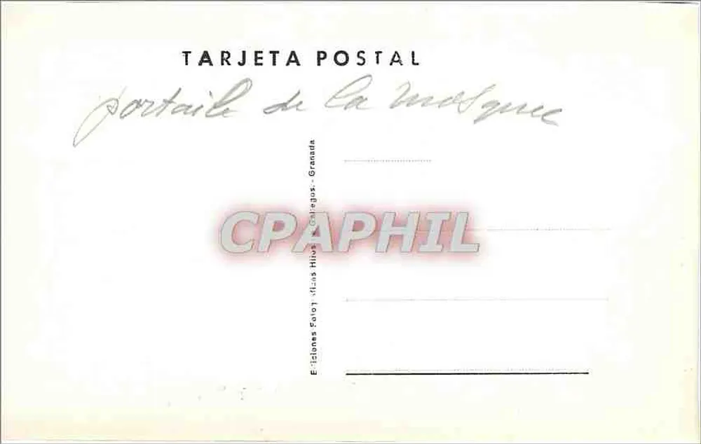 Granada-El Portal. A Mesquita — éd. Ediciones Fotográficas Hívia, Granada, n°12 - Verso