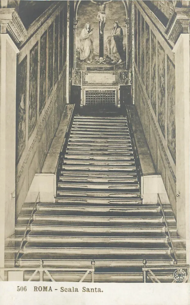 Rzym — Scala Santa — święty schodzik z freską Chrystusa Ukrzyżowanego — wydawca NPG, nr serii 506 - Awers